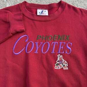 Vintage 90s Logo Athletic Phoenix Coyotes Red Sweatshirt Sz M NHL Hockey